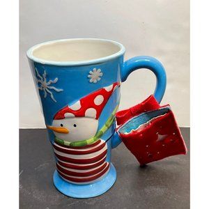 Christmas snowman ceramic coffee mug cup drinking travel